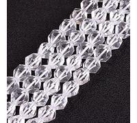 GEM-Inside Natural 10mm White Clear Quartz Gemstone Loose Beads Faceted Cambay Crystal Energy Stone Power for Jewelry Making 15"