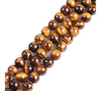 GEM-Inside Natural 10mm Yellow Tiger Eye Round Gemstone Semi Precious Loose Beads for Jewellery Making 15"