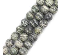 GEM-Inside Natural 12mm Dark Green Zebra Jasper Stone Round Gemstone Semi Precious Beads for Jewellery Making 15"