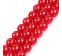 GEM-Inside Natural 14mm Red Jade Round Gemstone Semi Precious Loose Beads for Jewellery Making 15''