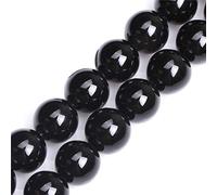 GEM-Inside Natural 20mm Black Agate Stone Round Gemstone Semi Precious Beads for Jewellery Making 15"