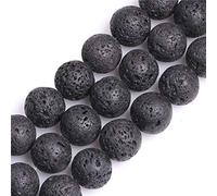 GEM-Inside Natural 20mm Black Lava Rock Round Gemstone Semi Precious Loose Beads for Jewellery Making 15''