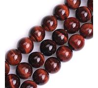 Gem-Inside Natural 2mm Big Hole Red Tiger Eye Stone 12mm Round Gemstone Semi Precious Loose Beads for Jewellery Making 15" Beaded Strand DIY Handmade Craft Supplies