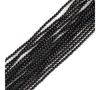GEM-Inside Natural 2mm Black Agate Stone Round Gemstone Semi Precious Beads for Jewellery Making 15"
