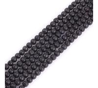GEM-Inside Natural 4mm Black Lava Rock Round Gemstone Semi Precious Loose Beads for Jewellery Making 15''