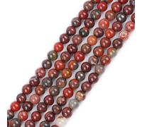 GEM-Inside Natural 4mm Red Poppy Flower Jasper Stone Round Gemstone Semi Precious Beads for Jewellery Making 15"