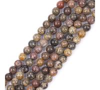 GEM-Inside Natural 6mm Brown Artistic Jasper Round Gemstone Semi Precious Loose Beads for Jewellery Making 15''