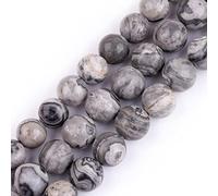 GEM-Inside Natural 6mm Gray Silver Crazy Agate Round Gemstone Semi Precious Loose Beads for Jewellery Making 15''