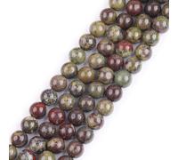 GEM-Inside Natural 6mm Green Red Australia Blood Jade Round Gemstone Semi Precious Loose Beads for Jewellery Making 15''