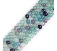 GEM-Inside Natural 6mm Mixed Color Fluorite Round Gemstone Semi Precious Loose Beads for Jewellery Making 15''
