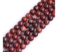 GEM-Inside Natural 6mm Red Flower Agate Round Gemstone Semi Precious Beads for Jewellery Making 15"