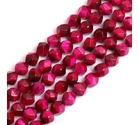 Gem-Inside Natural 6mm Rose Red Tiger Eye Stone Round Gemstone Semi Precious Faceted Beads for Jewellery Making 15" Beaded Strand DIY Handmade Craft Supplies (63pcs/Strand)