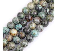 GEM-Inside Natural 8mm Blue Africa Turquoise Round Gemstone Semi Precious Loose Beads for Jewellery Making 15''