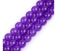 GEM-Inside Natural 8mm Dark Purple Jade Round Gemstone Semi Precious Loose Beads for Jewellery Making 15''