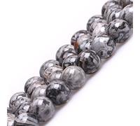 GEM-Inside Natural 8mm Gray Silver Crazy Agate Round Gemstone Semi Precious Loose Beads for Jewellery Making 15''
