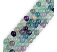 GEM-Inside Natural 8mm Mixed Color Fluorite Round Gemstone Semi Precious Loose Beads for Jewellery Making 15''