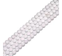 GEM-Inside Natural 8mm Porcelain White Jade Round Gemstone Semi Precious Loose Beads for Jewellery Making 15''