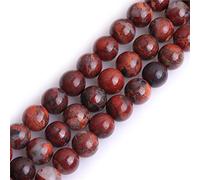 GEM-Inside Natural 8mm Red Flower Agate Round Gemstone Semi Precious Beads for Jewellery Making 15"