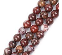 GEM-Inside Natural 8mm Red Poppy Flower Jasper Stone Round Gemstone Semi Precious Beads for Jewellery Making 15"