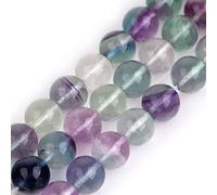 GEM-Inside Natural AAA Grade 10mm Rainbow Fluorite Crystal Quartz Round Gemstone Semi Precious Loose Beads for Jewellery Making 15''