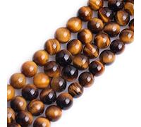 GEM-Inside Natural AAA Grade 8mm Gold Yellow Tiger Eye Round Gemstone Semi Precious Loose Beads for Jewellery Making 15"