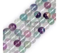 GEM-Inside Natural AAA Grade 8mm Rainbow Fluorite Crystal Quartz Round Gemstone Semi Precious Loose Beads for Jewellery Making 15''
