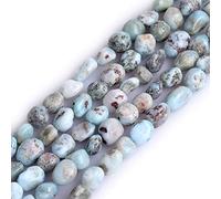 Gem-Inside Natural Larimar Stone 7-8mm Chips Beads for Jewellery Making Strand 15" Beaded Semi Precious Gemstone DIY Handmade Craft Supplies