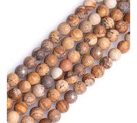 Gem-Inside Natural Picture Jasper Stone 6mm Round Beads for Jewellery Making Strand 15" 63 pcs Beaded Semi Precious Gemstone DIY Handmade Craft Supplies