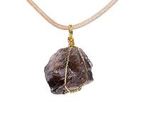 Gem-Inside Natural Real Raw Crude Mine Dark Gray Smoky Quartz Crystal Chakras Pendant Necklace for Women Power Energy Healing Crystals 18 Inches Chain