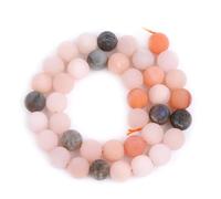 GEM-Inside Natural Round 10mm Matte Frosted Multicolor Moonstone Stone Gemstone Loose Beads for Jewellery Making 15''