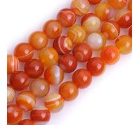 GEM-Inside Orange Banded Agate Stripe Natural Gemstone Loose Beads 8mm Round Crystal Energy Stone Power for Jewelry Making 15"