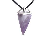 Gem-Inside Pyramid Wand Natural Amethyst Quartz Quartz Crystal Dowsing Chakra Pendulum for Divination Real Stone Reiki Pendant for Women Energy Healing