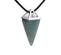 Gem-Inside Pyramid Wand Natural Green Aventurine Jade Dowsing Chakra Pendulum for Divination Real Stone Reiki Pendant for Women Energy Healing