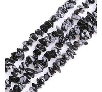 GEM-Inside Snowflake Obsidian Gravel Chips 5-8mm Gemstone Semi Precious for Jewellery Making 34" per Strand