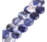 GEM-Inside Sodalite Gemstone Loose Beads Natural 20mm Smooth Coin Crystal Energy Stone Power for Jewelry Making 15"
