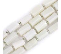 GEM-INSIDE26Pcs 8x12mm Natural White Jade Jadeite Gemstone Faceted Freeform Tube Column Chakra Beads for Jewelry Making Full 15" Strand