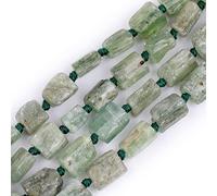 GEM-INSIDE37Pcs 8x9mm Natural Green Quartz Gemstone Faceted Freeform Tube Column Chakra Beads for Jewelry Making Full 15" Strand