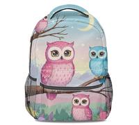 Gem Owl Starry Night Print Backpack, Unisex Cartoon 3D Rucksack, Dreamy Starry Sky Student Bookbag, Casual Travel Daypack - 16 inch (print 2)