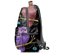 Gem Owl Starry Night Print Backpack, Unisex Cartoon 3D Rucksack, Dreamy Starry Sky Student Bookbag, Casual Travel Daypack - 16 inch (print 3)