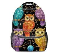 Gem Owl Starry Night Print Backpack, Unisex Cartoon 3D Rucksack, Dreamy Starry Sky Student Bookbag, Casual Travel Daypack - 16 inch (print 4)