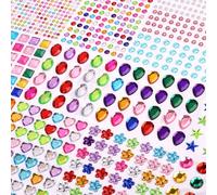 Gem Stickers, 1782pcs Sticky Gems for Crafting, Stick on Gems Jewel Stickers Self-Adhesive Rhinestone for Kids Crafts, Nail Art, Scrapbooking Deco, 14 Sheets
