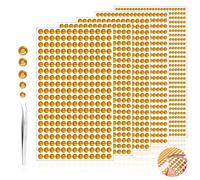Gem Stickers, 2100 Pcs Rhinestone Stickers Self Adhesive Gem Stickers for Crafting 3/4/5/6mm Gold Stick on Diamante Gems Sparkly Jewels for DIY Crafting
