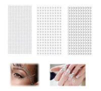 Gem Stickers,3 Sheets Self Adhesive Rhinestone Gems for Crafting,3mm/5mm/6mm Sparkling Bling Stick on Gems for Face,Body,Nail Art,Perfect for Glitter Parties,Halloween,Wedding,Clear