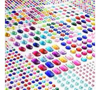 Gem Stickers, Rhinestone Stickers Stick on Gems for Crafts Self Adhesive Jewels with Muitcolor and Assorted Size