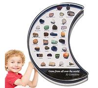 Gem Stone Collection - 32pcs Natural Crystal Collection Sample Box | Science Experiments STEM Activities for Children, Crystal Culture, Genuine Specimens for Geography Education Tumotsit