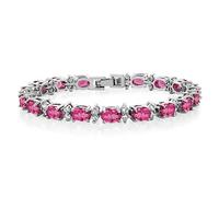 Gem Stone King 20.00 Ct Gorgeous Oval and Round 7 Inch Sparkling Cubic Zirconia CZ Tennis Bracelet For Women, 7 Inch, Brass, Cubic Zirconia