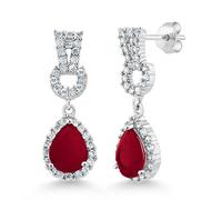 Gem Stone King Gorgeous Cubic Zirconia CZ Dangle Earrings For Women With White CZ Accent, 0, Brass Zirconia, zirconia