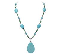 Gem Stone King Stunning Green Simulated Turquoise Howlite and Multi Gemstones Crystals Fashion Necklace | 18 Inch