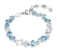 Gema bracelet, Mixed cuts, Blue, Rhodium plated