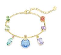 Gema bracelet, Mixed cuts, Dangling crystals, Multicoloured, 18K gold finish